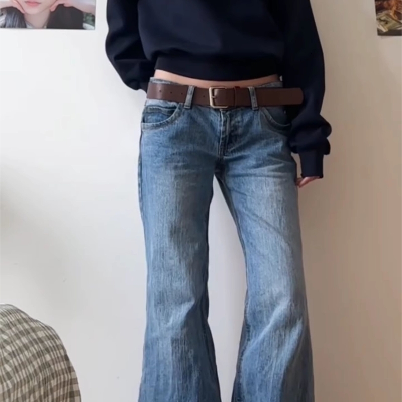 Autumn Winter Women Vintage Old Money Baggy Flare Jean Japanese Y2K Strtwear Denim Pants Grunge BellBottom High Strt Korean Z260313