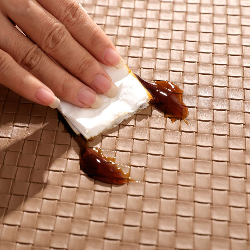 Lanjia- 2023 New Woven Pattern Leather Placemat Hotel Home Table Oil-Proof Non-Slip Heat Insulation Bowl Mat E8cf8