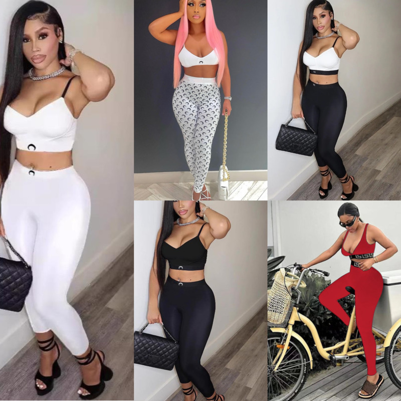 2025 Designer Tracksuits For Womens Tank Top Two Piece Pants Set Women Sleeveless Vest And Slim Fit Leggings 2 PCS Outfits