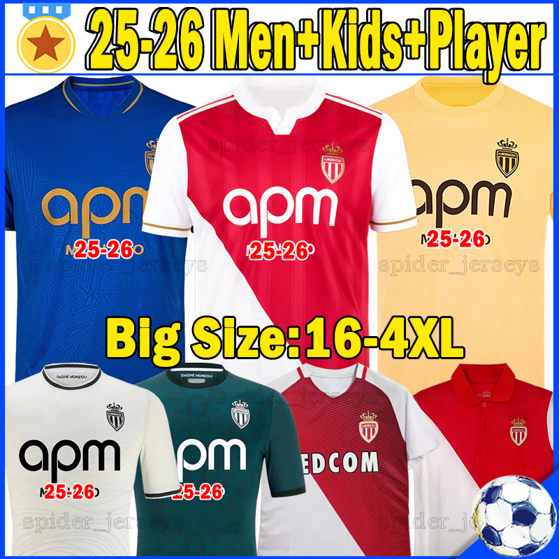XXXL 4XL 25 26 Monaco Soccer Jerseys Retro 2016 17 Football Shirts POGBA MIKA MINAMINO SEGHIR EMBOLO 2025 ILENIKHENA BALOGUN Player Version Men Uniforms Kids Kits