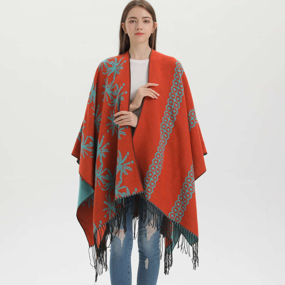 casquette beanie cap Autumn Winter Women Shawl Double-sided Tassel Enlarged Thickened Split Cloak fashion Warm Knitted Scarf