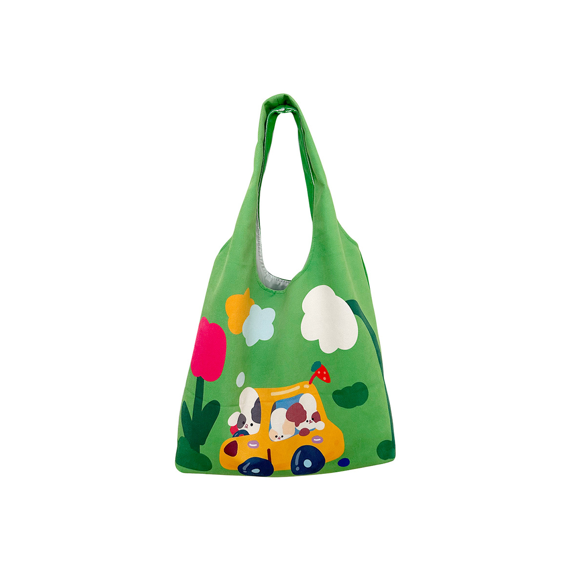 Ins cute painted vest bag, plush fabric shoulder bag, canvas bag, commuting bag, women's bag Z250224