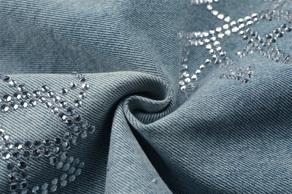 Flash Diamond Bing MIXED EMOTION Vintage Washed Denim Shorts Men Women Rhinestone Jean Breeches 250825