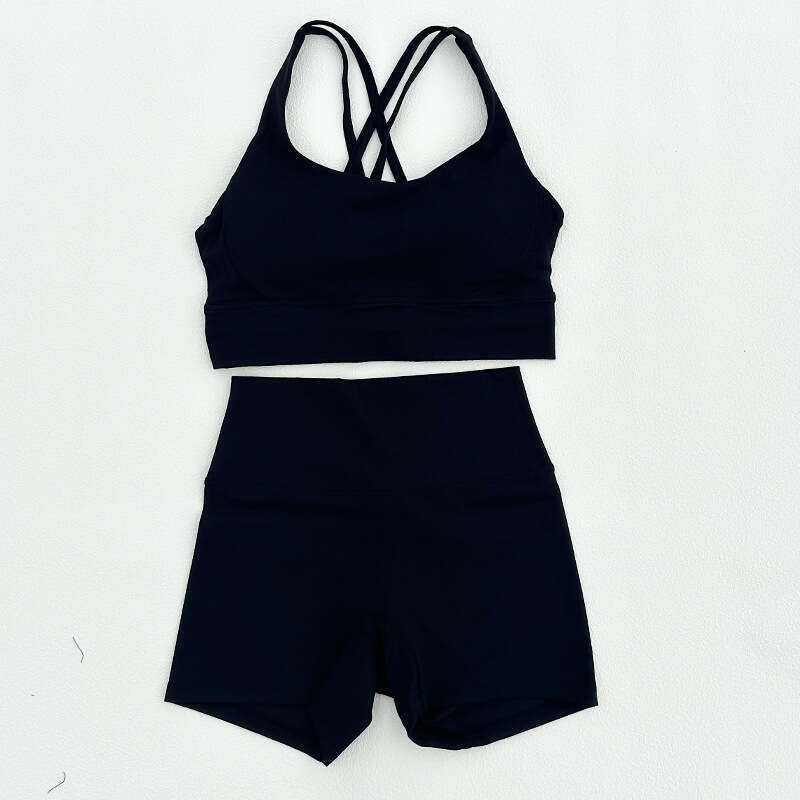 Clothing Set for Women, Bare Sensation, Beautiful Back Sports Bra, Tight Peach Buttocks Running Yoga Shorts 7a