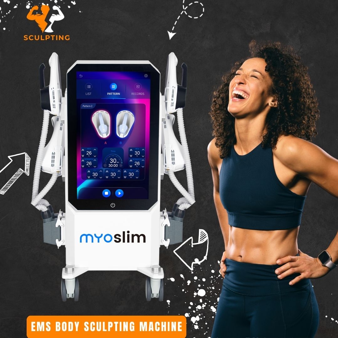 EMS Body Sculpting Machine Myoslim Professional Beauty Salon Slimming Equipment Fat Reduction Burn Fat And Build Muscle Body Contouring With RF High E