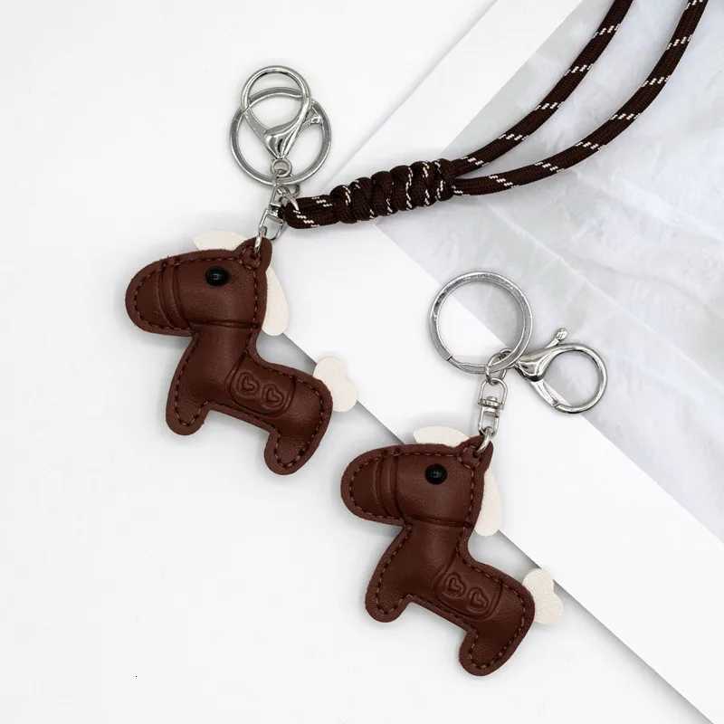 Designer Trendy PU Leather Rocking Horse Keychain Cartoon Pony Pendant Key Ring Charm Wen Bag Decoration Accessories G250825