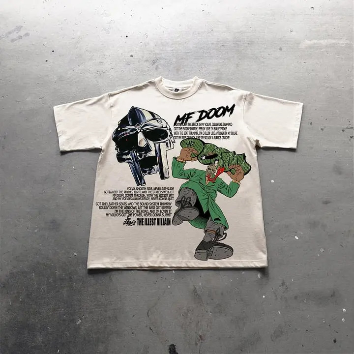 Vintage Illest Villain Mf Doom Pattern Printed Cotton Tshirt Unlocks Unique Outfit Beloved by Fashionists graphic t shirts 250906