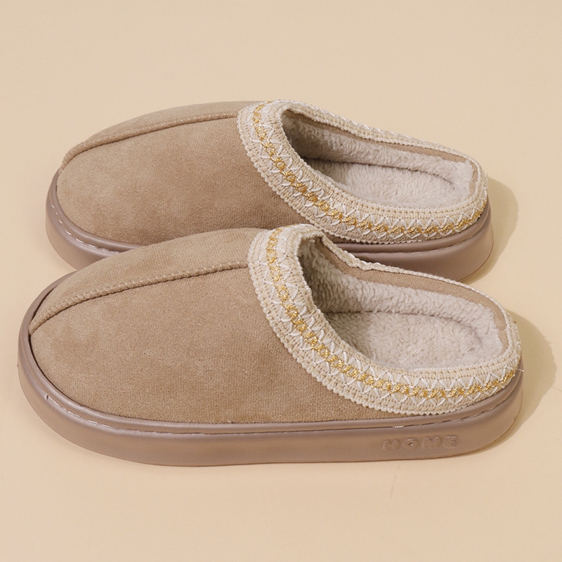 Free shipping Autumn and Winter Women's new fashionable and comfortable fluffy woolen shoe collar thick-soled round-toe casual lazy cotton slippe