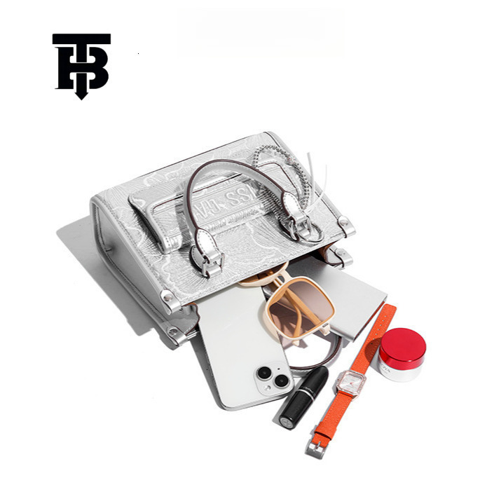 TB BHULAMTE Embroidered Handbag - Large Capacity Floral Shoulder Bag in Silver Z260124