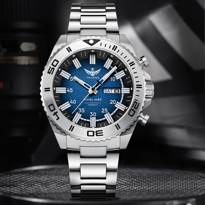 Yelang Watches V1035 44mm Men Diving Watch Human Kinetic Energy Watch 100m Waterproof Watches luminous Japan PX83 Sapphire