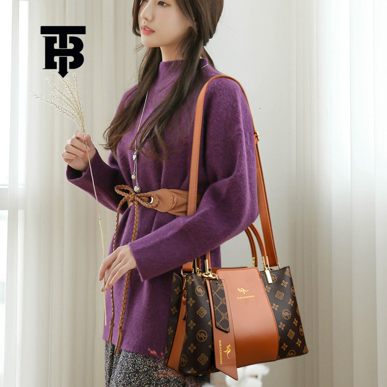 TB BHULAMTE Free Shipping Designer Luxury Soft Leather Women's Large Capacity Handbag With Vintage Floral Splicing Single Shoulder Crossbody Bag 