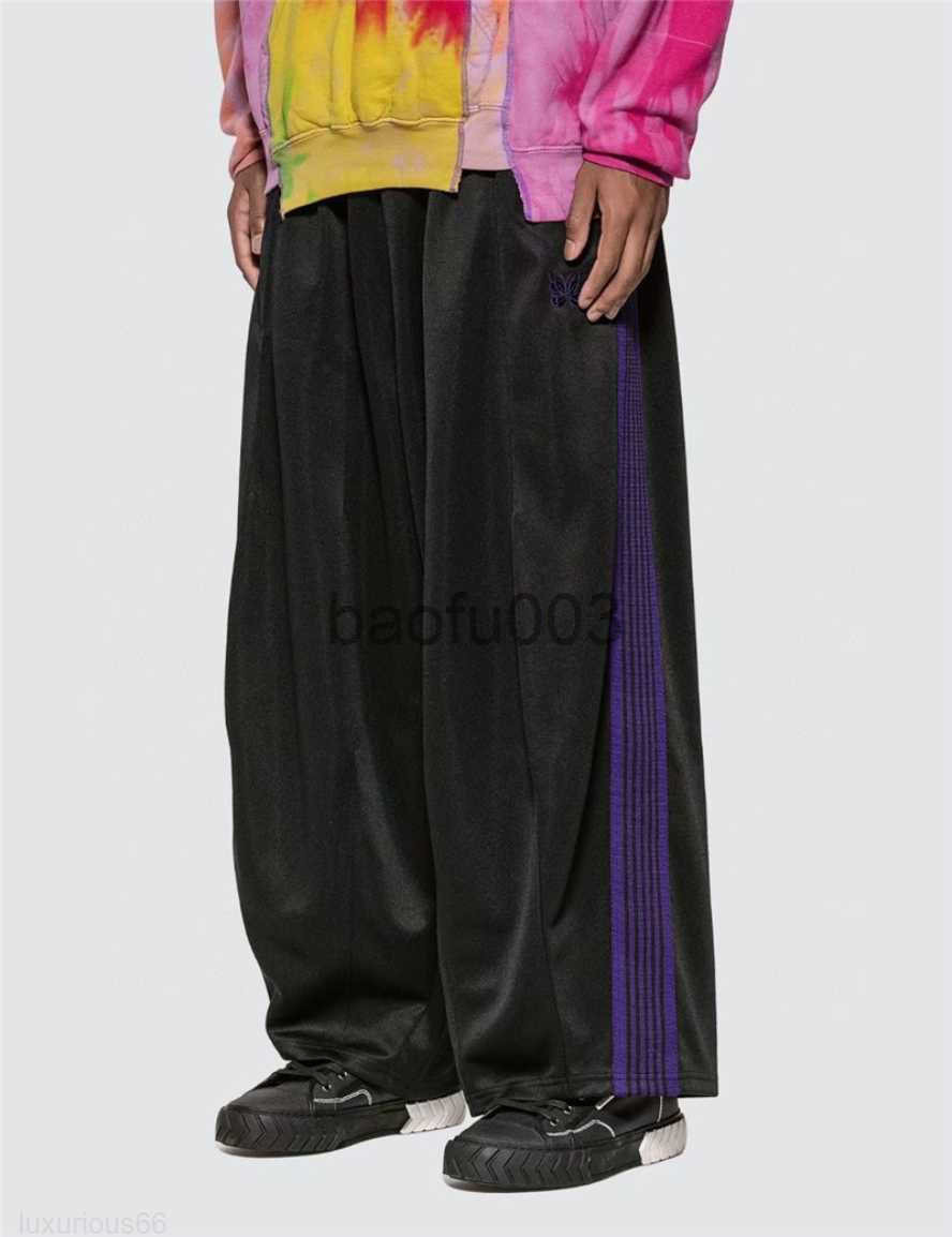 High-Quality Wide-Leg Sweatpants Unisex Needles Awge Track Pants with Butterfly Embroidery J250822