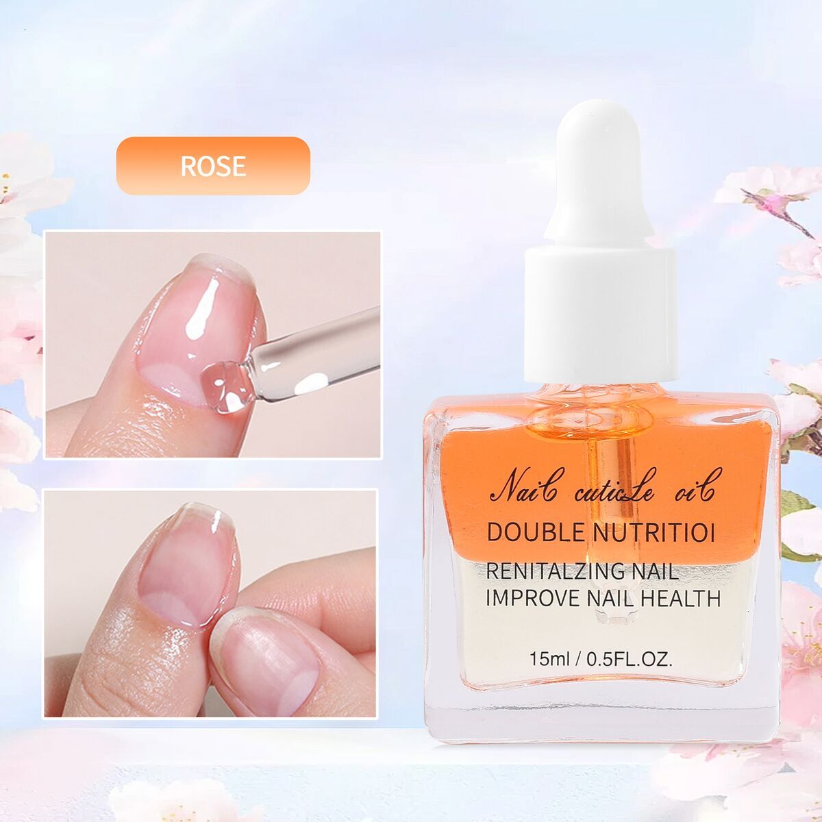 Nail art two-color nail nourishing oil, finger edge oil, anti backstitch and anti breakage floral nail oil, nail care