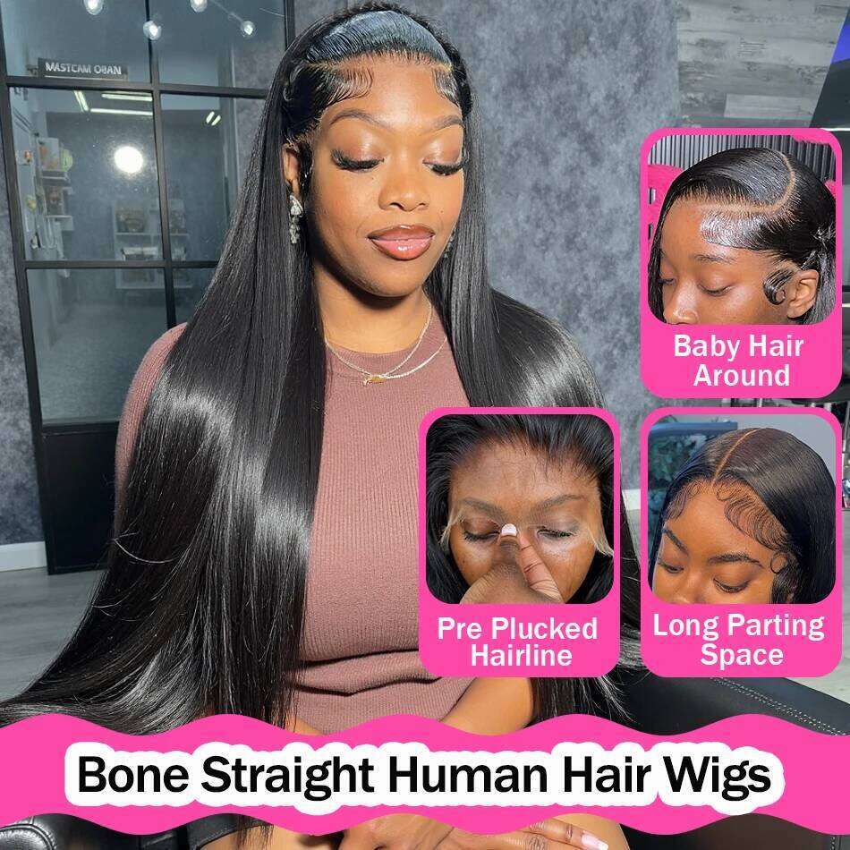 Rosabeauty 30 40 Inch Hd Wig 13X6 Bone Straight Lace Frontal Human Hair Wigs For Women