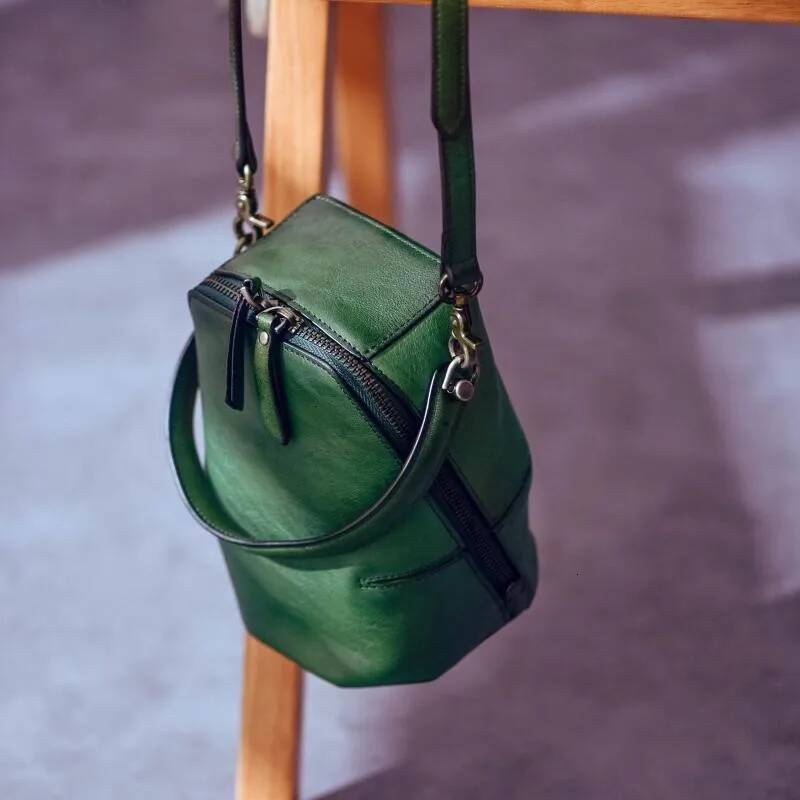 Johnature High Quality Women's Bucket Bag Fashion Handbag New Genuine Leather Retro Natural Soft Cowhide Shoulder Bags high-quality