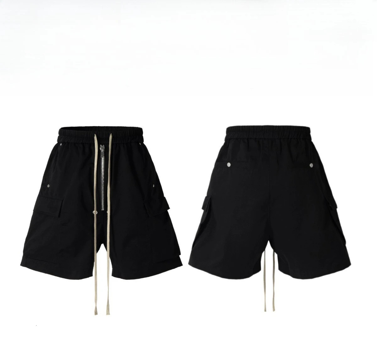 2025 Dark RO Style Drawstring Multi-pocket Tooling Shorts Mens Niche Casual Loose Straight Five-point Pants 250825