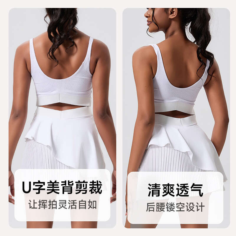 New Outdoor Running Hip-Lifting One-Piece Tennis Skirt with Chest Pad, Tight Elastic Slimming Sports Dress for Women 34