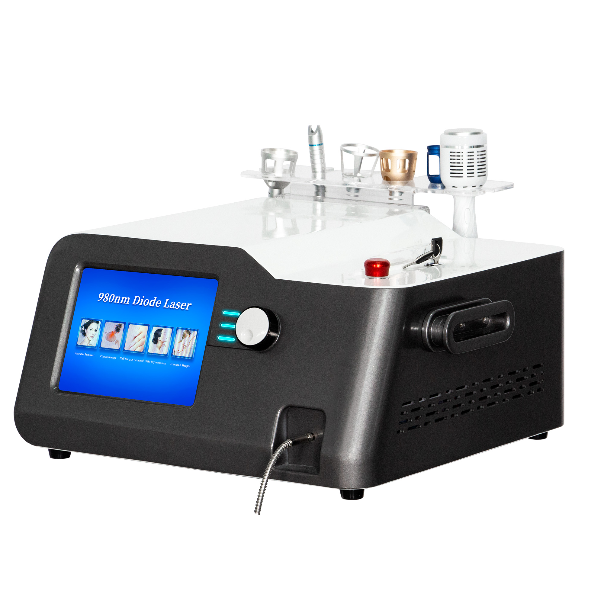 5 IN 1 980nm Diode Laser Vascular Eczema Herpes Nails Fungus Red Blood Vessels Removal Skin Rejuvenation Physiotherapy Lipolysis