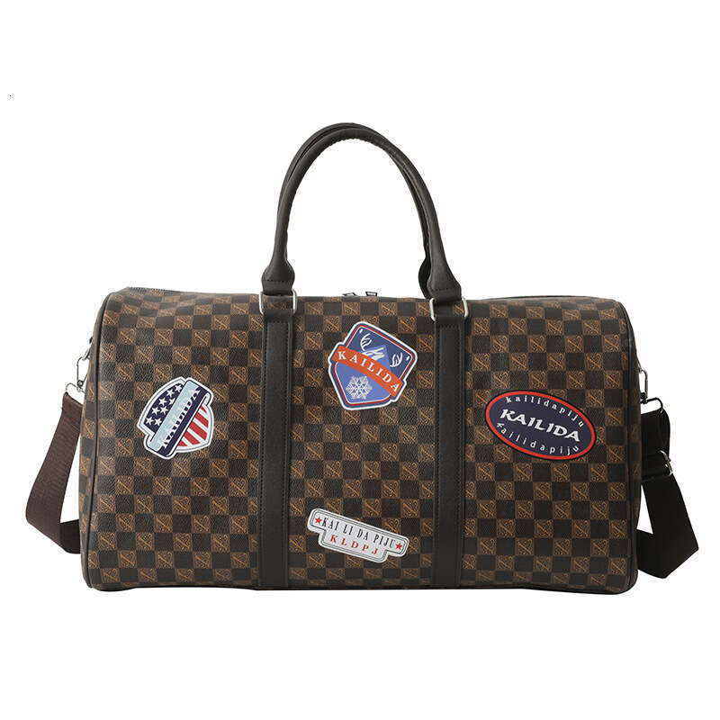 Stamp Print PU Waterproof Travel Large Capacity Casual Handbag Short Business Trip Carry-on Luggage Bag