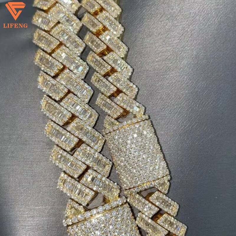 Customizable Big Chain Necklace 18mm20mm 925 Silver Rose Gold Plated VVS Buagatte Moissanite Miami Cuban Link Hiphop Style - view 6