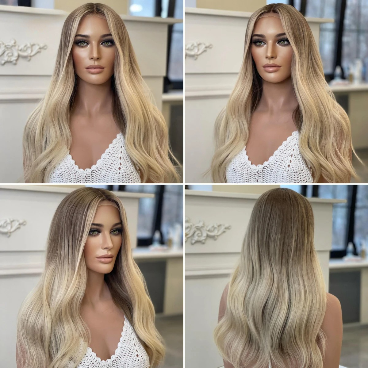 Ombre Ash Blonde Wigs Human Hair Body Wave 13x4 HD Transparent Lace Front Wigs for Women 180% Density Glueless Balayage Blonde Pre Plucked Hairline