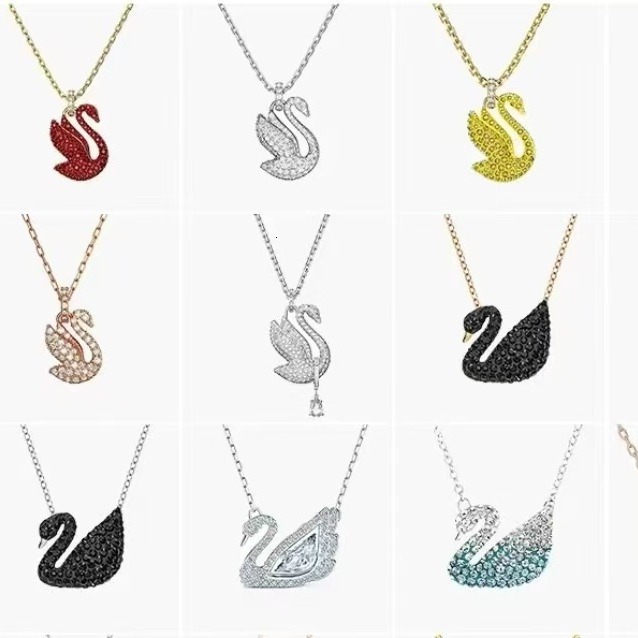 High Family Gradient Blue Red Pink White Black Swan Necklace for Women Using Shiqi Elements Crystal Dynamic Clavicle Chain