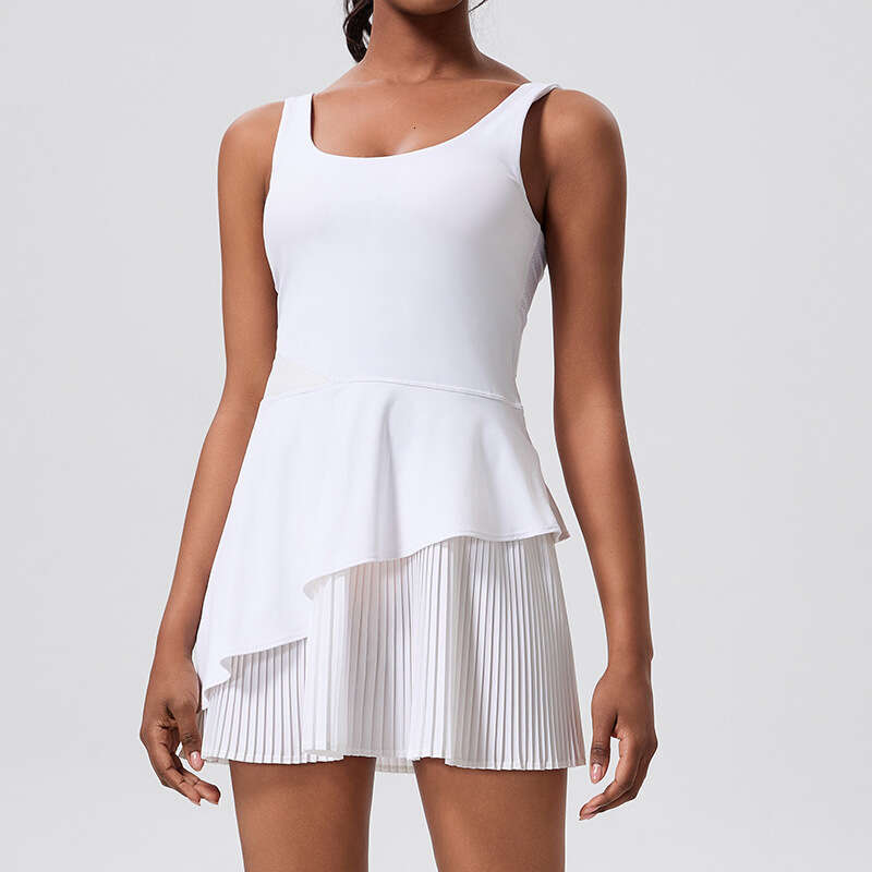 New Outdoor Running Hip-Lifting One-Piece Tennis Skirt with Chest Pad, Tight Elastic Slimming Sports Dress for Women 34