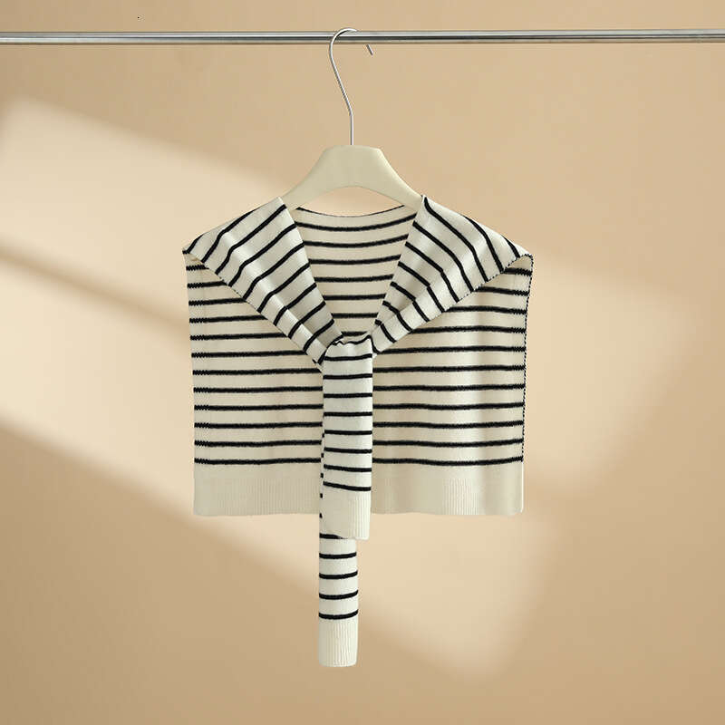 casquette beanie cap Autumn Winter Knitted Cashmere Scarf Thin Neck Warmer Fake Collar Striped Shirt Shawl