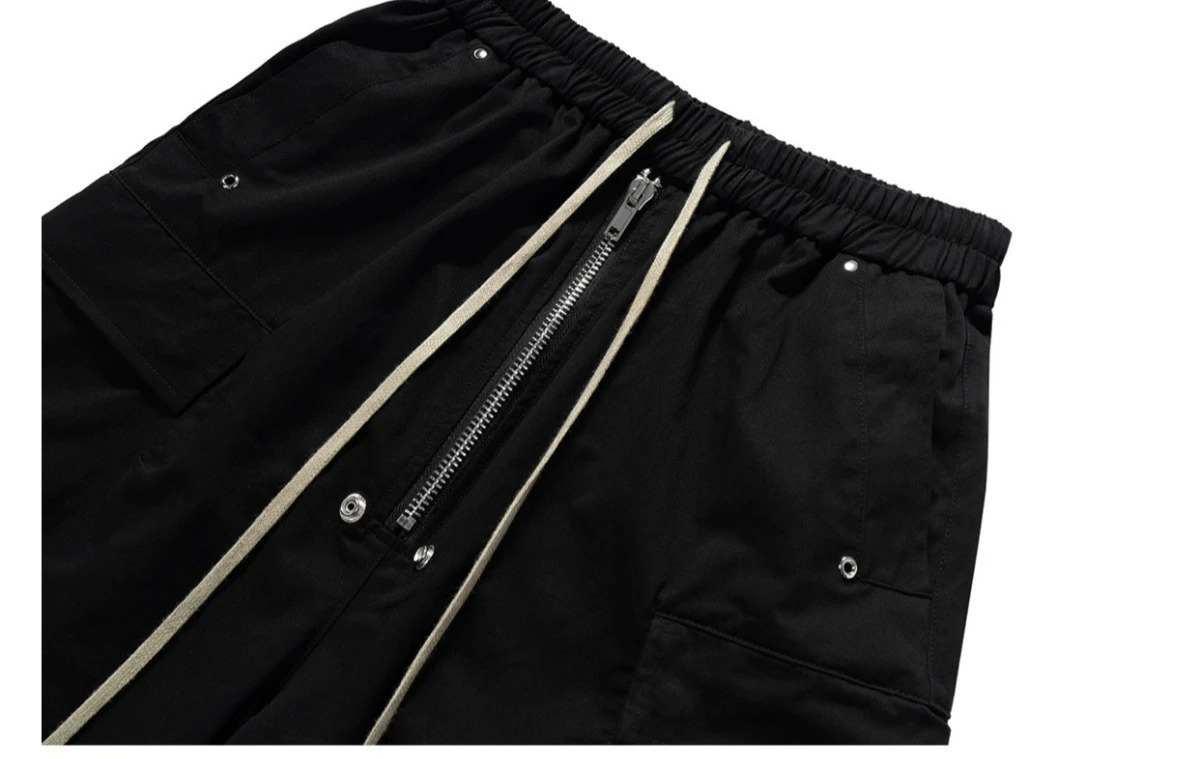 2025 Dark RO Style Drawstring Multi-pocket Tooling Shorts Mens Niche Casual Loose Straight Five-point Pants 250825