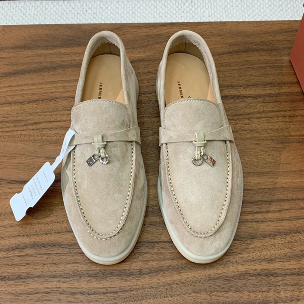 Womens loafers designer dress shoes for men women luxury summer loafer mules suede moccasins genuine leather casual office flat shoe apricot black brown