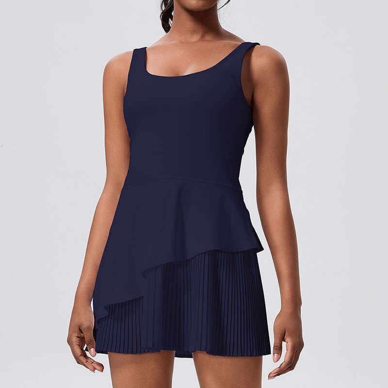 New Outdoor Running Hip-Lifting One-Piece Tennis Skirt with Chest Pad, Tight Elastic Slimming Sports Dress for Women 34