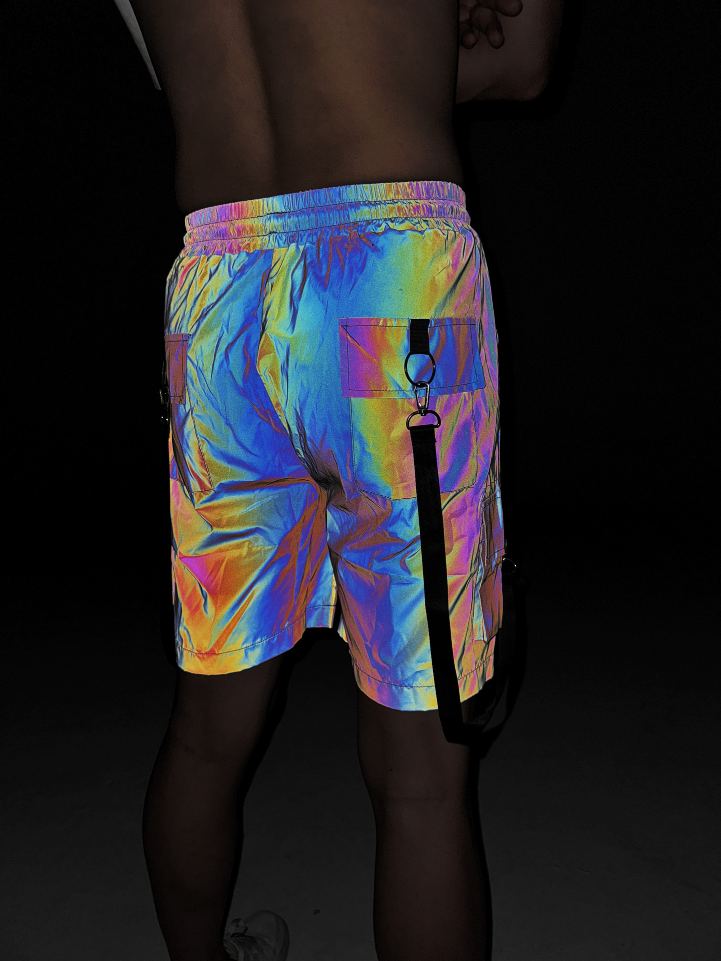 Men's Shorts Reflective Shorts Shorts men's hip-hop loose straight casual cropped pants