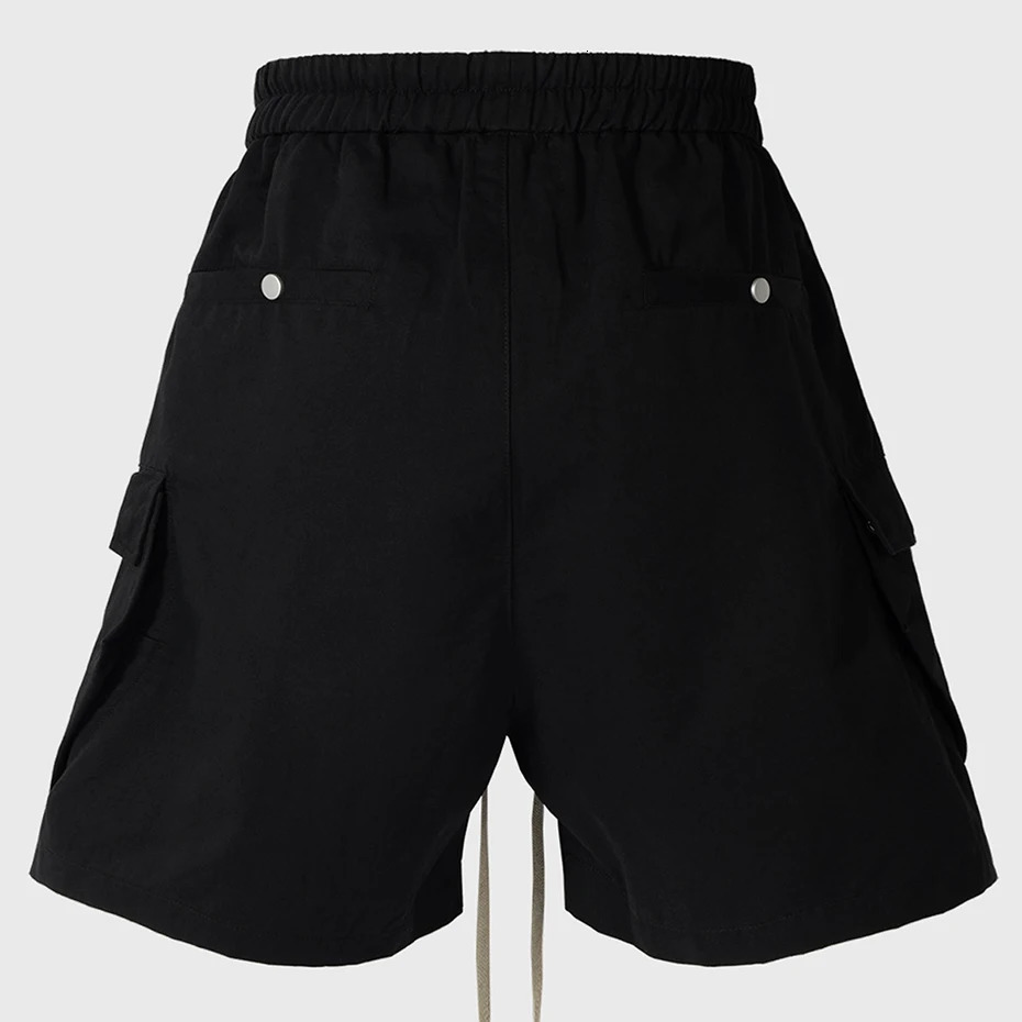 Men Summer Cargo Shorts Black Loose Casual Side Pocket Wide Leg Short Pants for Male 250825