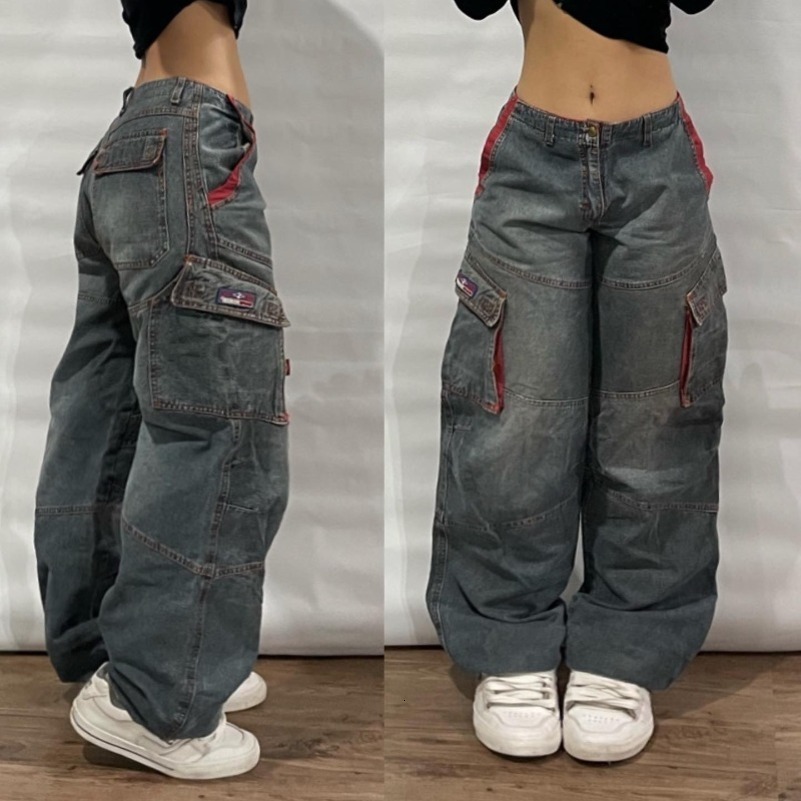 Streetwear Fashion Multipocket Washed Baggy Jeans Men And Women Y2K Hiphop Harajuku Casual Gothic High Waist Wide Trouser Z260313