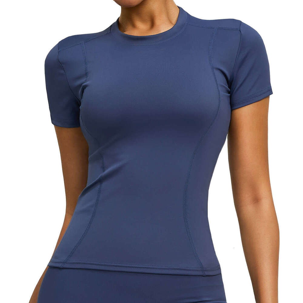 Tight-fitting Short-sleeved Women's Summer Thin Slimming T-shirt Fitness Running Slim Yoga Clothes 1e