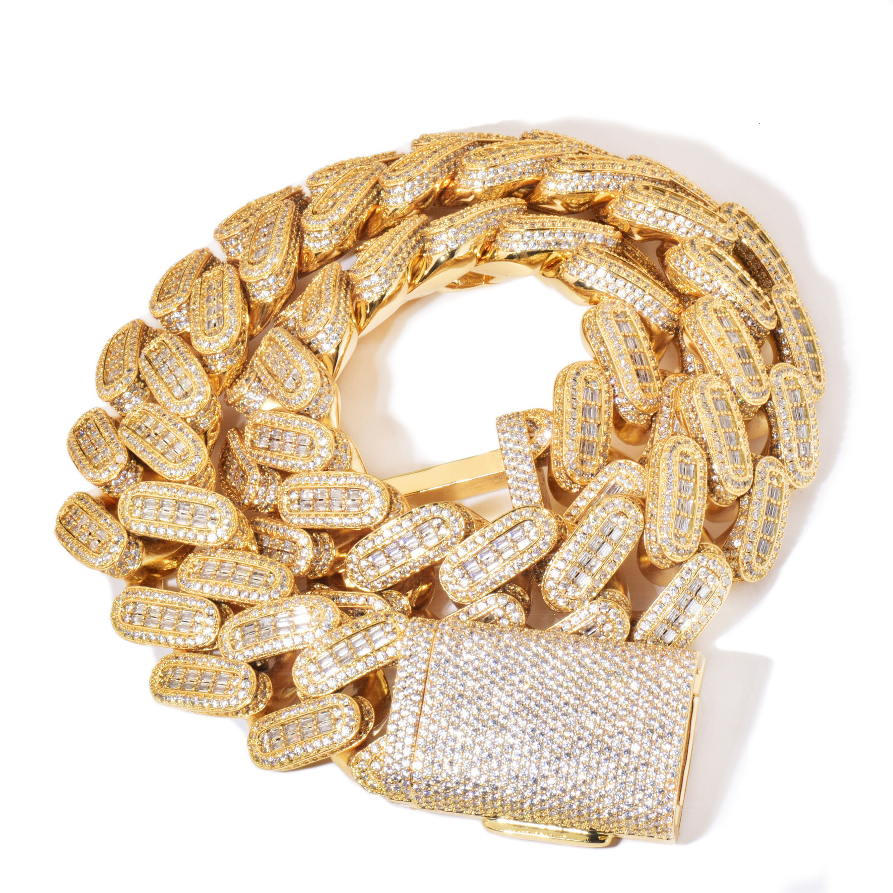 moissanite chain cuban chain Big Heavy Mens Necklace iced Out Vvs Moissanite Baguette Diamond Hip Hop Iced Out man necklace