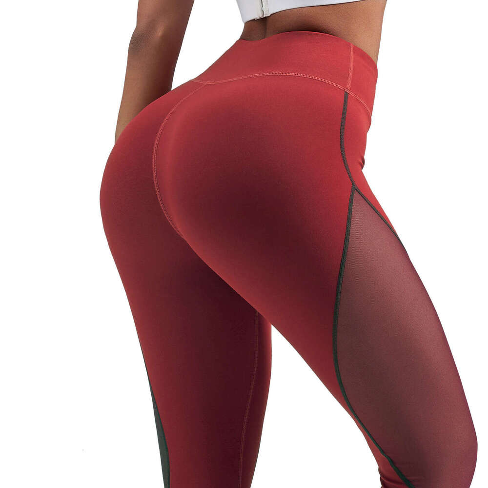 New Mesh Splicing Soft High Waist Hip Lift Fitness Sports Yoga Pants for Women fd