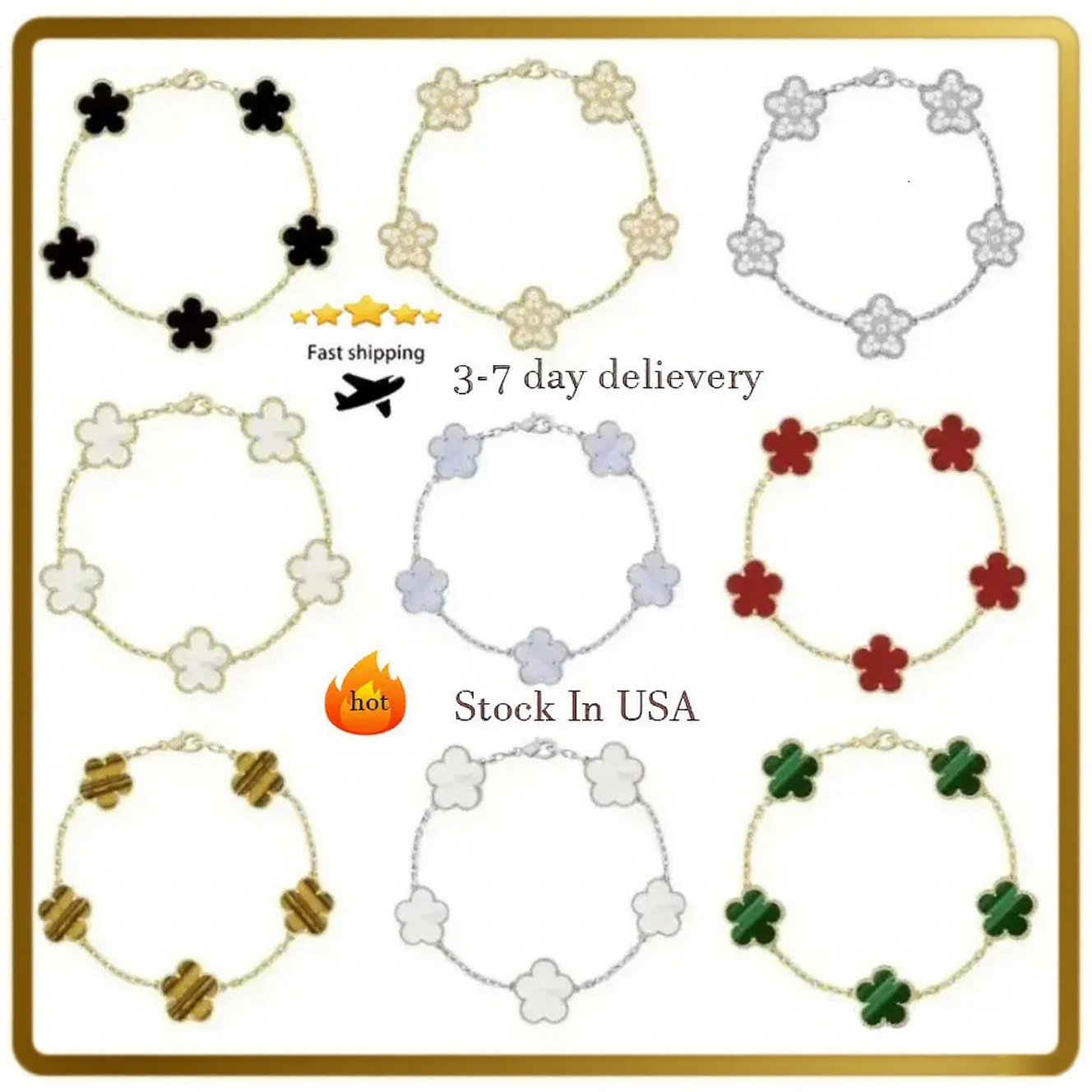 2025 Designer Bracelet Four Leaf Clover Bracelets Fashion Bracelets Classic Designer Bracelet High Quality Mother Pearl White Black Red Moissanite Jew A8AI#