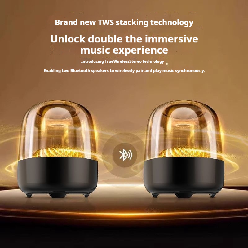 Sound Box Bluetooth Subwoofer Colorful Glass Home High Volume Wireless Computer Audience RGB LED Desktop Portable Speaker Festival New Year Gift
