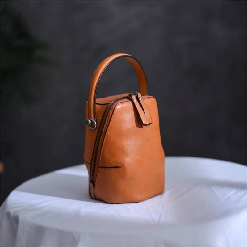 Johnature High Quality Women's Bucket Bag Fashion Handbag New Genuine Leather Retro Natural Soft Cowhide Shoulder Bags high-quality