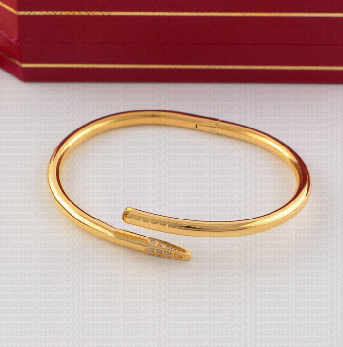 Classic 3/4MM Wide Thin Narrow Bangle Bracelet Designer for Women Men Stainless Steel Plated Gold Nail Bracelet Designer Jewelry Woman Christmas Gift