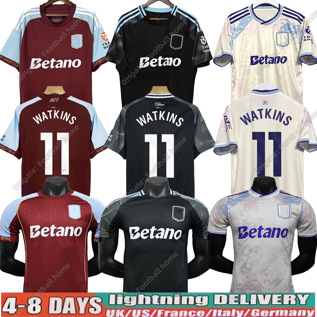 2025 2026 Aston S-4XL villa WATKINS BAILEY MALEN soccer jersey home away third GK McGINN ONANA KONSA MARTINEZ Men kids kit football shirt set Mens top TIELEMANS rogers6