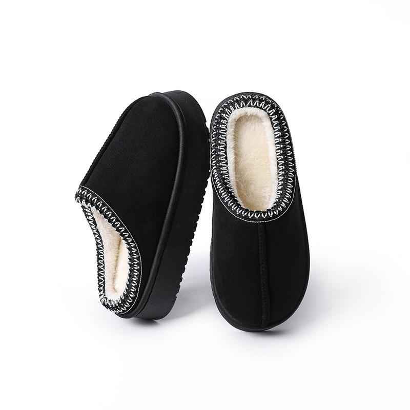 2025 autumn and winter new style warm thick soled velvet slippers for women's home soft soled comfortable slippers off-white black brown free shi