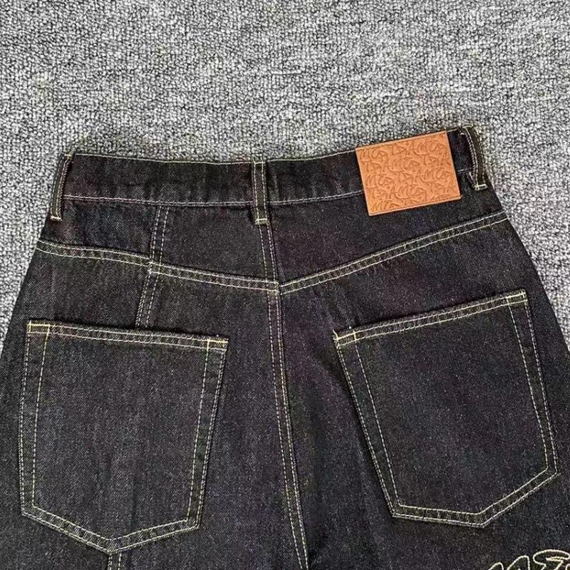 Men's Jeans Classic Black Men Women Couples Loose Casual Straight-leg Pants Autumn Simple Letter Print Denim Trousers