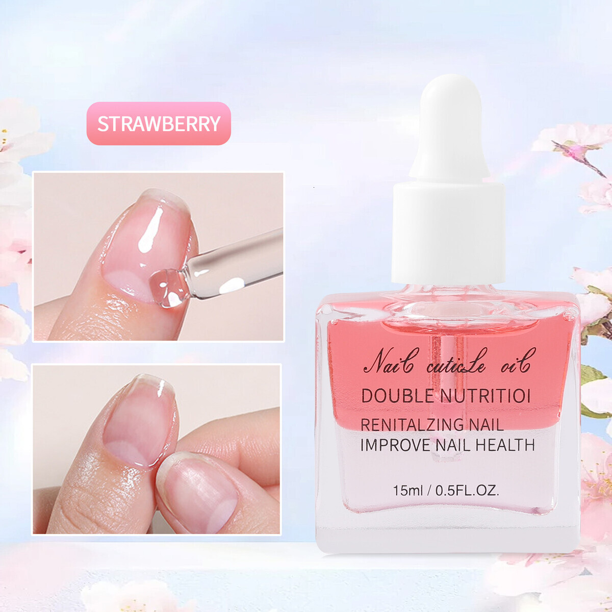 Nail art two-color nail nourishing oil, finger edge oil, anti backstitch and anti breakage floral nail oil, nail care