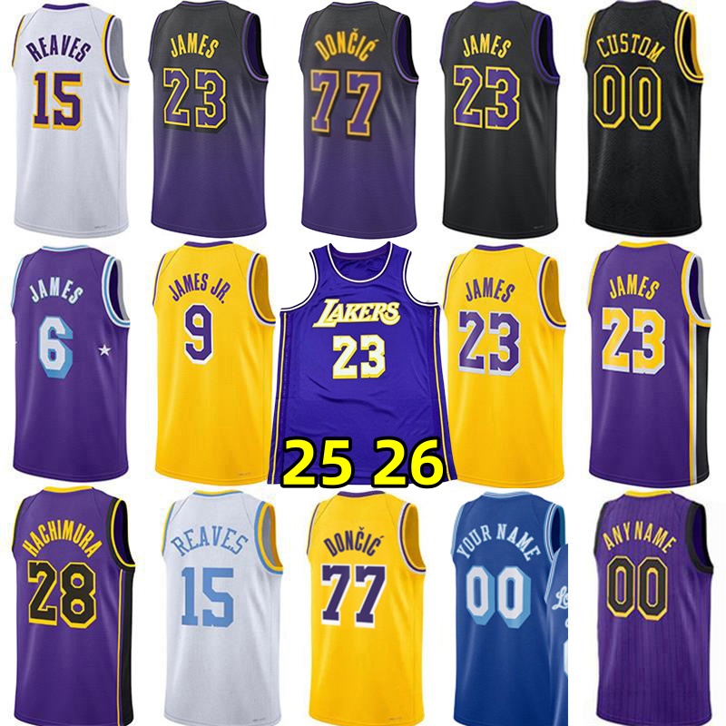Custom Lakerr Basketball Jerseys Luka Doncic James Bronny James Jr. Austin Reaves Rui Hachimura Dalton Knech Gabe Vincent Deandree Ayton Jaxson Hayes Bryant Jersey