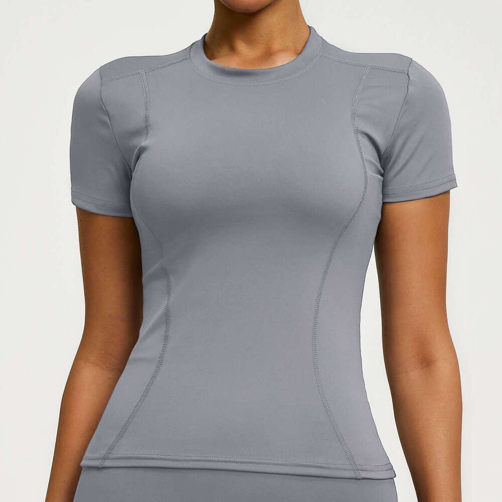 Tight-fitting Short-sleeved Women's Summer Thin Slimming T-shirt Fitness Running Slim Yoga Clothes 1e