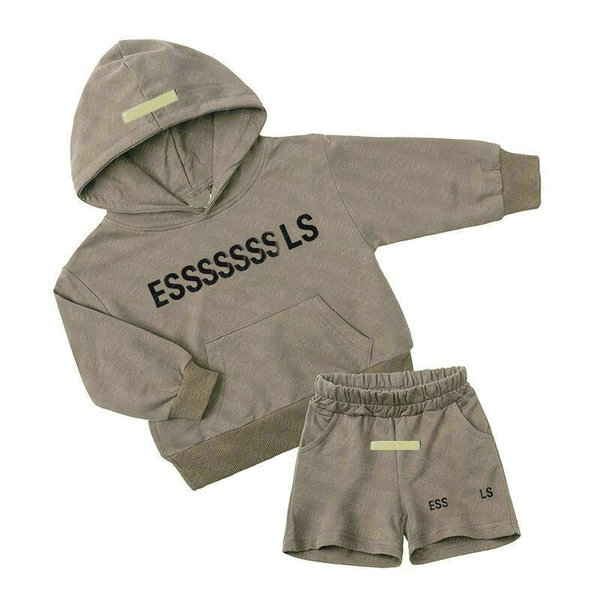 Kids Luxury Tracksuits Boys Girls Designer Clothes Baby Pullover Hoodies Two Piece Plush Set esskids-12 Children Hooded Sweatershirt Hoodie short pants 2pct