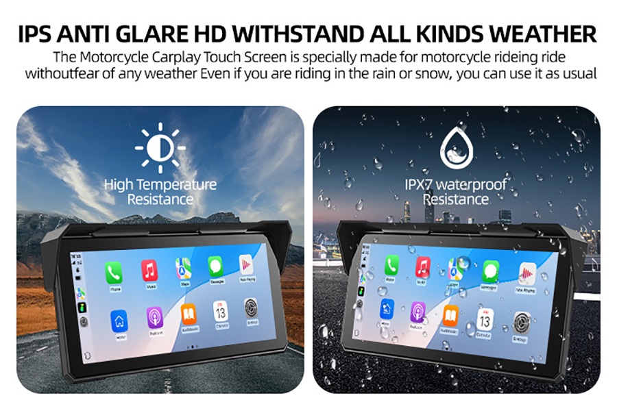CarPlay Screen for Motorcycle,Portable Wireless Carplay/Android Auto for Motorcycle,8.1 inch IPS Waterproof Portable Radio GPS for Motorbike with Mirr