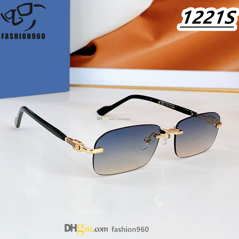 Full pattern lens luxury sunglasses Women Fashion famous Designer Brand Men GG1221S Acetate Personality Classic Clear optical frame lunettes de soleil